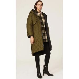 Maje Reversible Quilted Jacket in Olive Green/Black